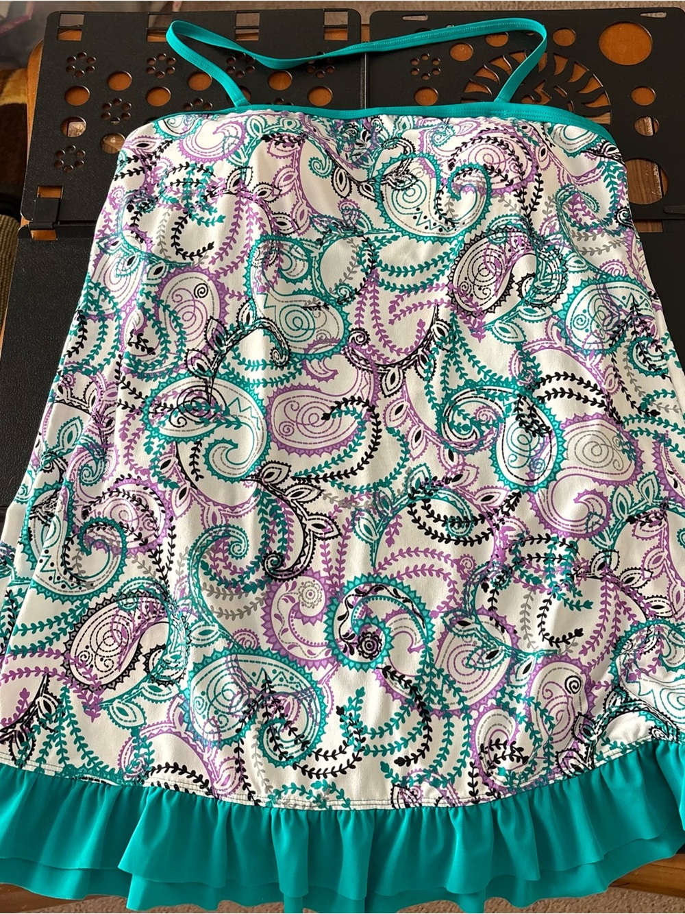Catalina Teal, Purple & Black Paisley One-Piece Swimdress 2xl